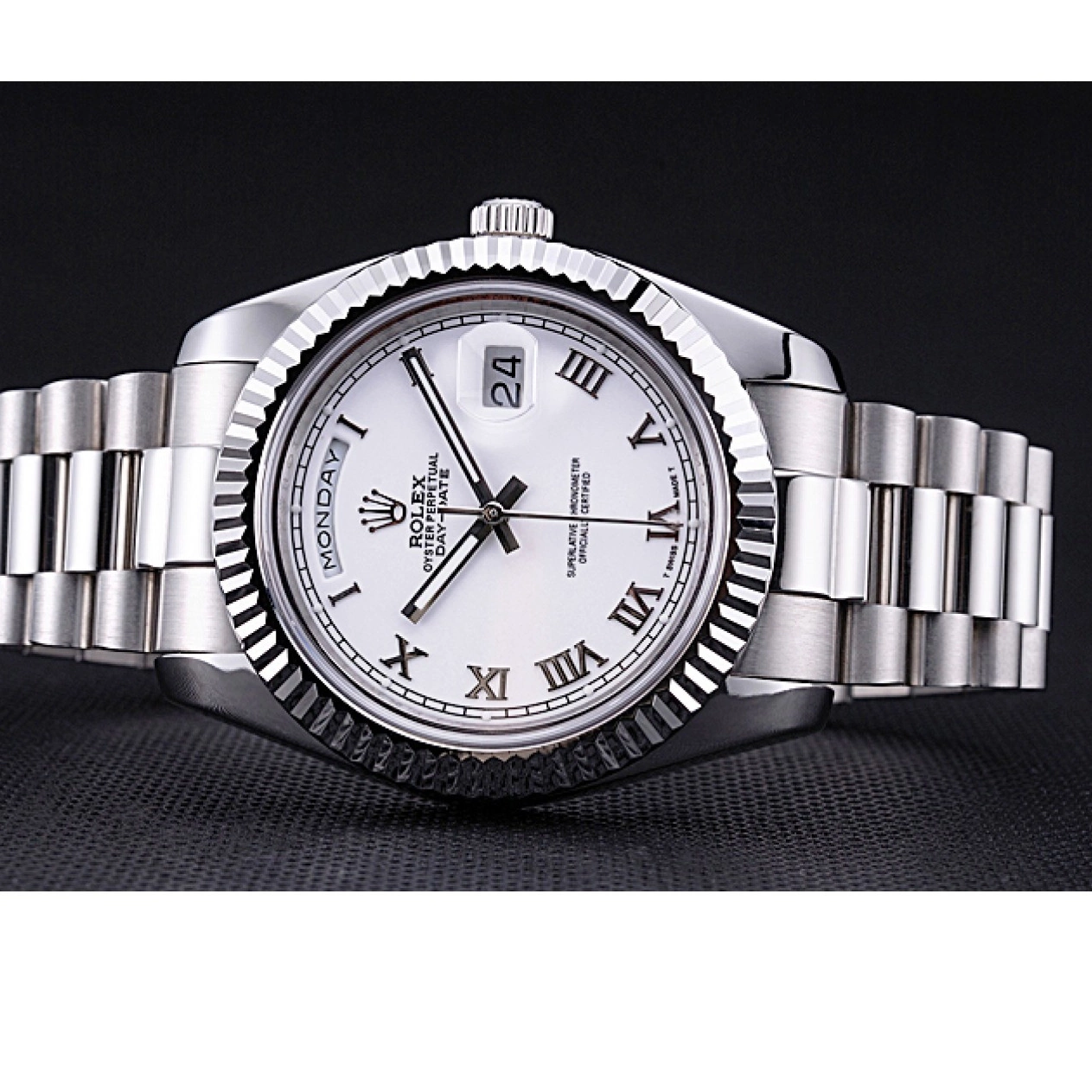 Aaa fake watches Rolex Steel White Bracelet Stainless 622547 Day-Date Dial 0821
